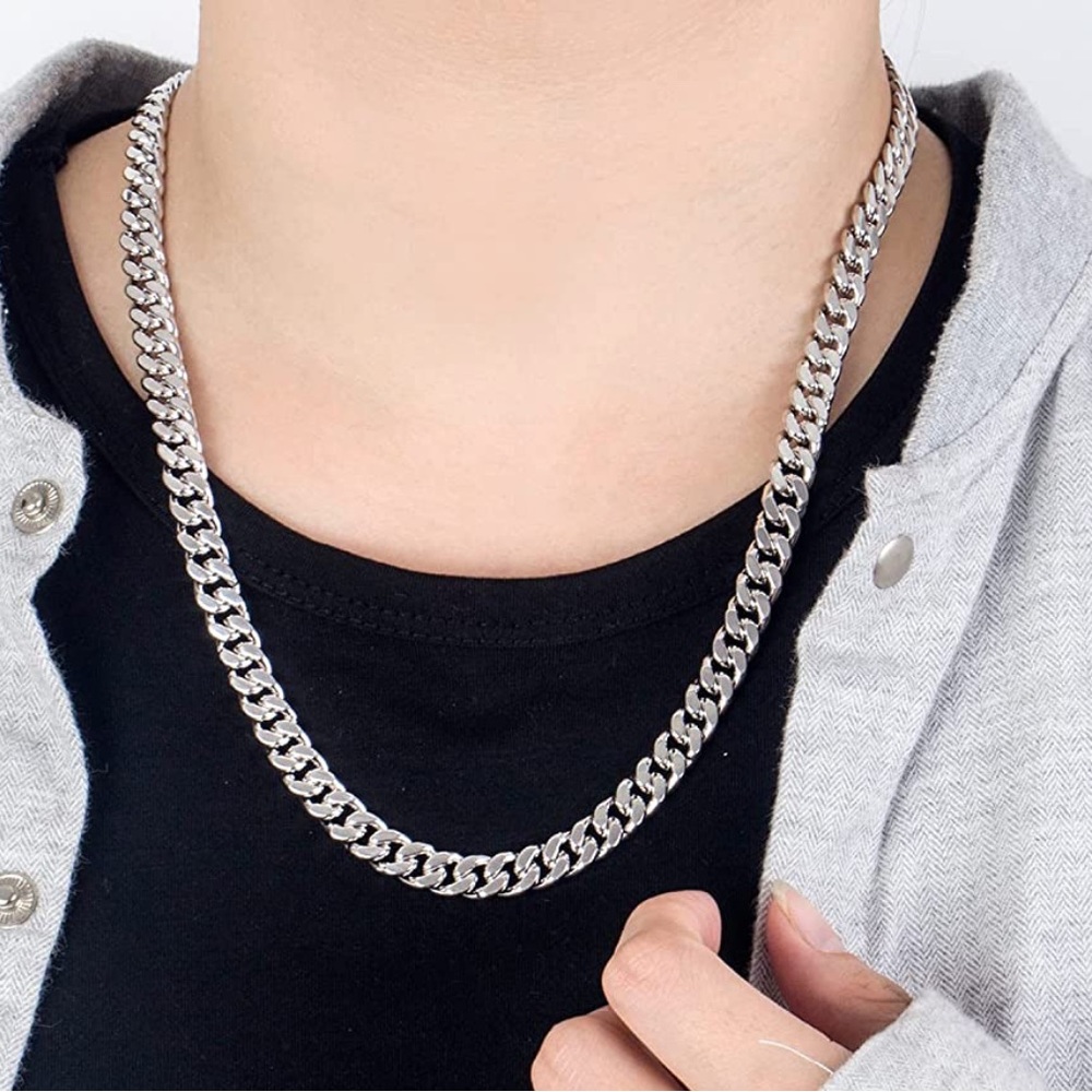 18k stainless steel made in Italy OTC Cuban Link Silver chain.